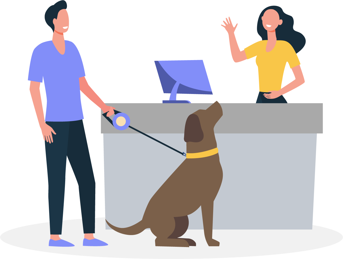 Persona con mascota y veterinario